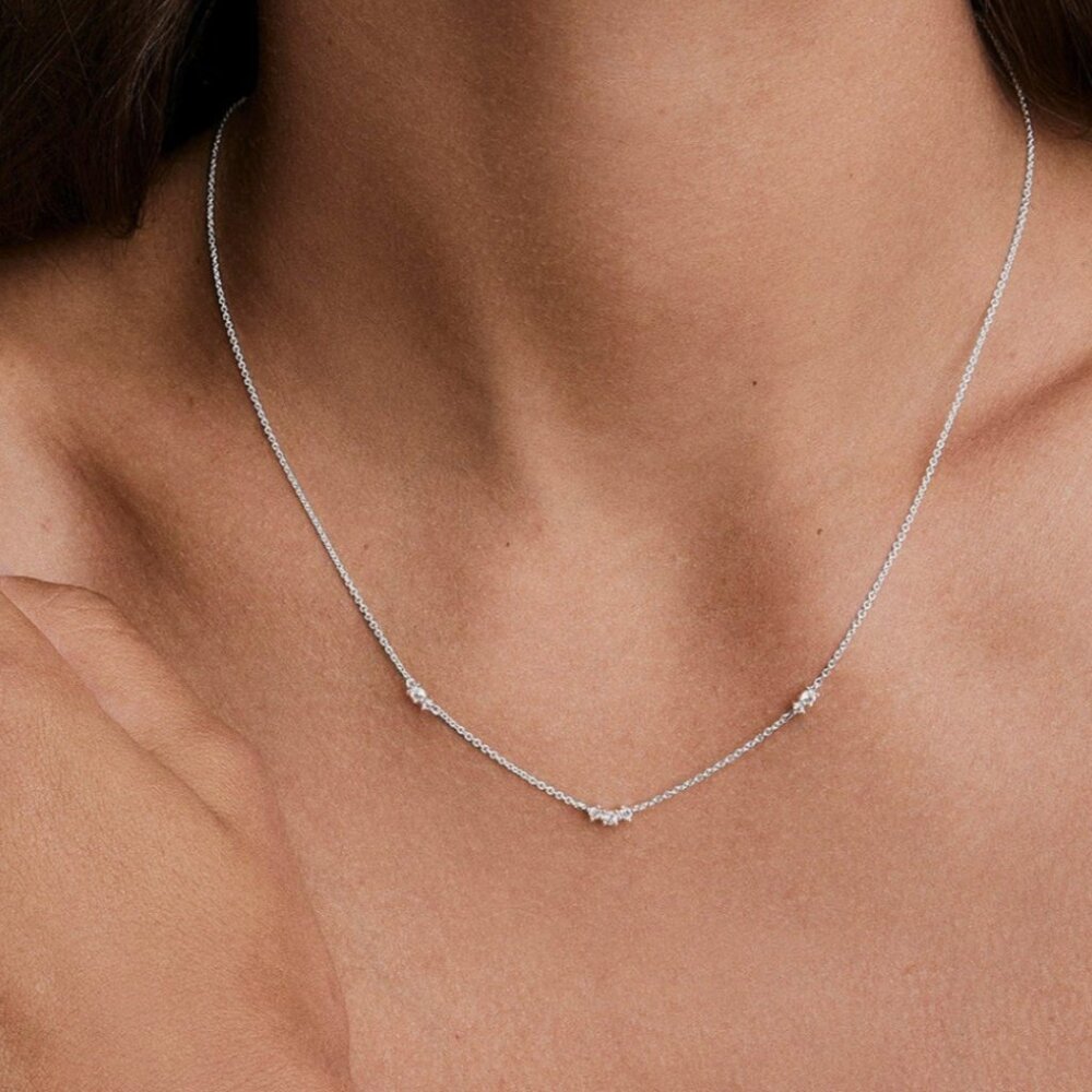 Mejuri Silver Three-Station Diamond Necklace